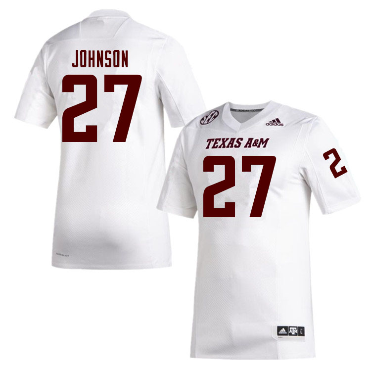 Men #27 Antonio Johnson Texas A&M Aggies College Football Jerseys Sale-White